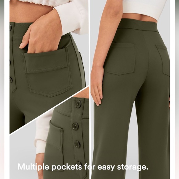 Halara High Waisted Button Multiple Pockets Straight Leg Casual Pants NEW!!!🖤 - Picture 15 of 16